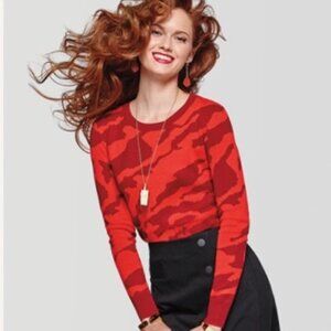 CAbi 3158 Red Camo Pullover Sweater